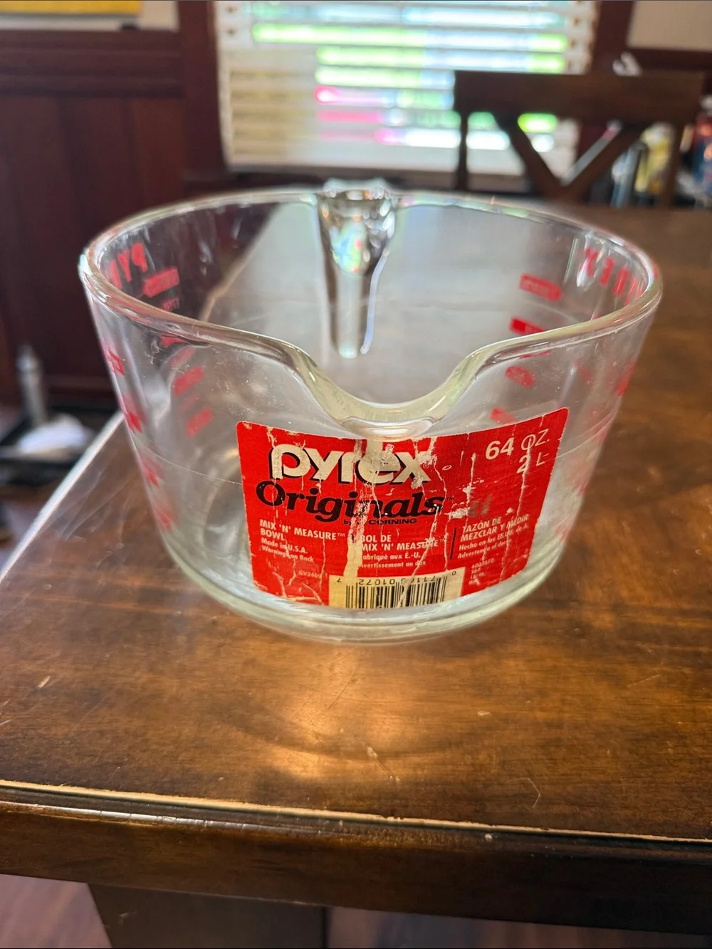 Pyrex Glass Measuring cup Bowl 64 oz in good used condition please don’t bundle
